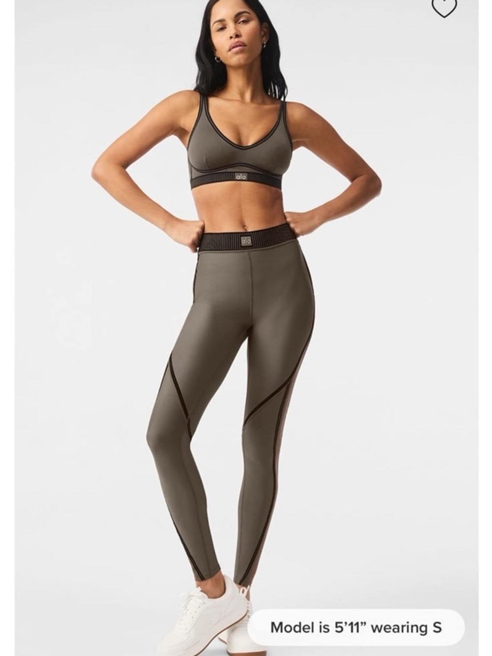 ALO Yoga High-Waist Performance Airlift Line Up Set Olive Tree Sz S